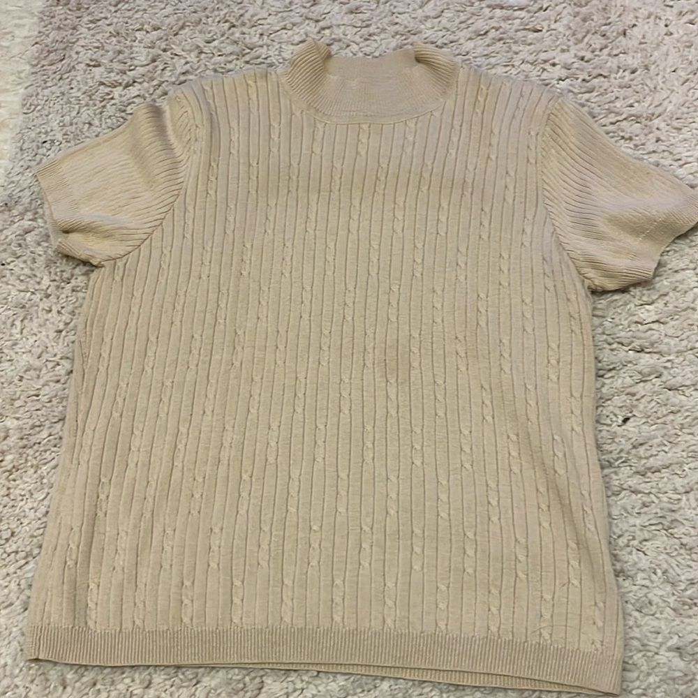 Short sleeve tan sweater